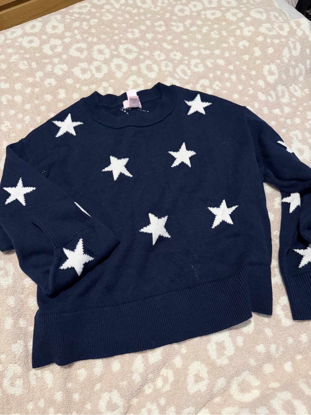 PINK Victoria's Secret Navy Crewneck Sweater with White Stars